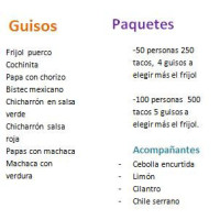 Antojeria Paez menu