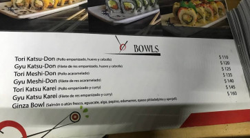 Ginza Ramen Sushi Clavería menu