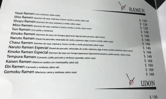 Ginza Ramen Sushi Clavería menu