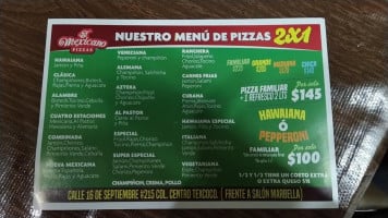 Pizzas El Mexicano menu