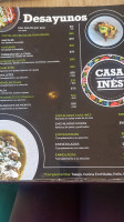 Casa Inés menu