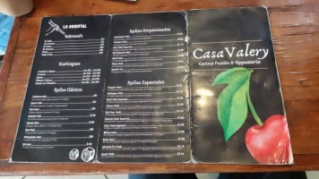 Casa Valery menu