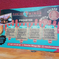 Rancho Wings Sjr menu