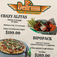 Delirium Pizza Wings food