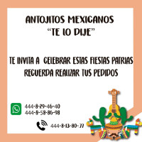 Antojitos Mexicanos Te Lo Dije menu