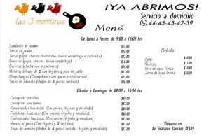 Las 3 Mentiras menu