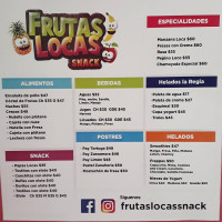 Frutas Locas Snack menu