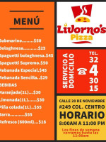 Livorno's Pizza. menu