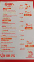 Samy Tortas menu