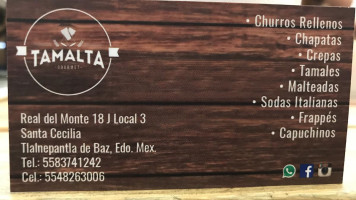 Tamalta Gourmet menu