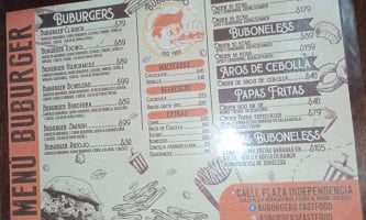 Buburgers Fastfood menu