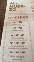 Almorzero menu