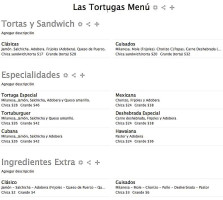 Las Tortugas menu