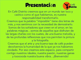 Café Distrito menu