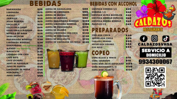 Caldazos Ven Y Cura La Cruda menu