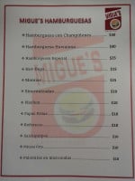 Migue's Hamburguesas menu