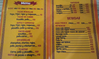 Cenaduría Maria Te menu