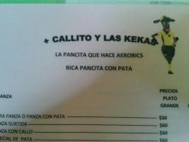 +callito Y Las Kekas menu