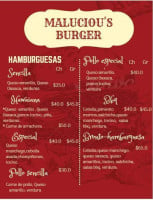 Maluciou's Burger menu