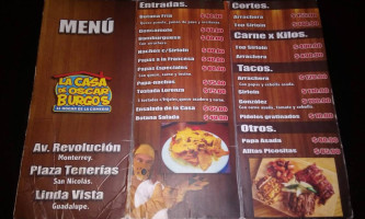 La Casa De Oscar Burgos Linda Vista menu