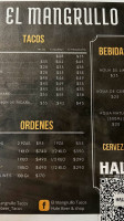 El Mangrullo Tacos menu