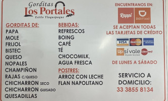 Gorditas Los Portales menu