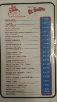 Tacos El Güero La Fe menu