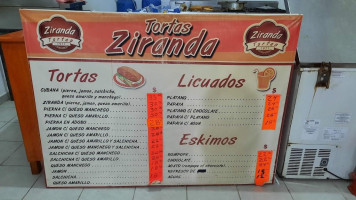 Tortas Ziranda menu