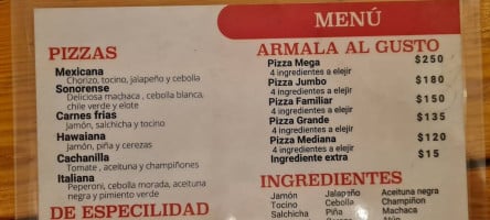 Pizzas Maya menu