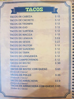 Taquería El Caporal menu