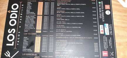 Los Odio Tacos menu