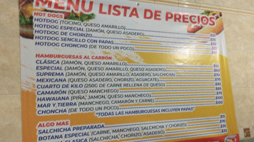 Hot Dogs Y Hamburgesas El Chacalito menu