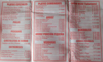 Chino Shan Ghai menu