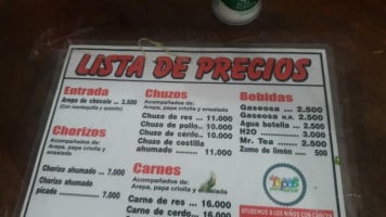 Chuzos El Gordo menu