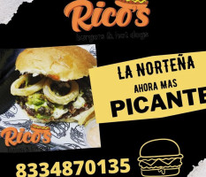 Rico's Hotdogs Y Hamburguesas food