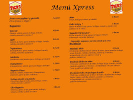 Ticks Cafe menu