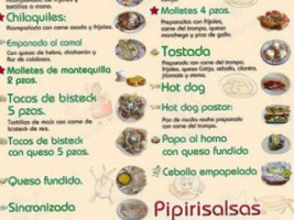 Pipiritacos menu