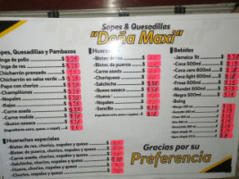 Doña Maxi menu