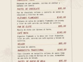 Cenote San Ignacio menu