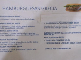 Hamburguesas Grecia menu