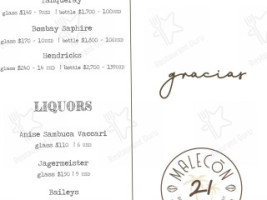 Malecón 21 Beach Club menu