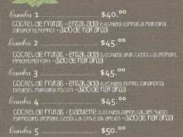 San Rafael menu