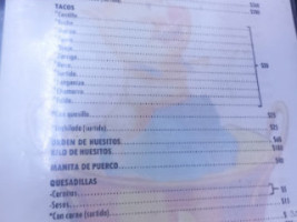 Taquería Los Tarasquitos menu