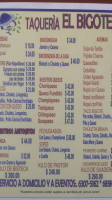 Taquería El Bigotes menu