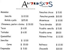 Amordiscos menu