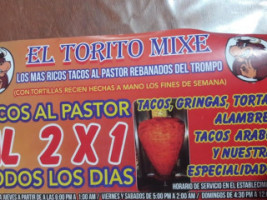 Taquería El Torito Mixe menu