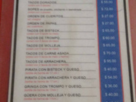 Tacos El Güero La Fe menu