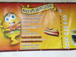 Raya's Burguer menu