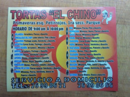 Tortas El Chino menu