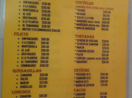 Mariscos El Sinaloa menu